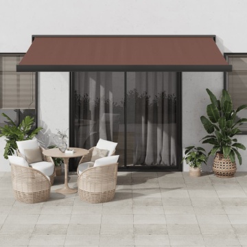 Copertină retractabilă manual, maro, 400x300 cm - Img 1