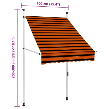 Copertină retractabilă manual, portocaliu și maro, 100 cm - Img 6