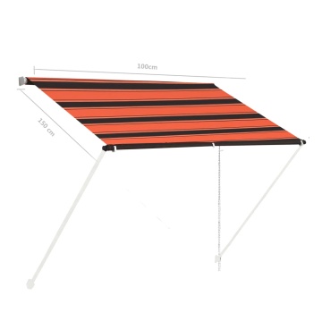 Copertină retractabilă, portocaliu și maro, 100 x 150 cm - Img 6
