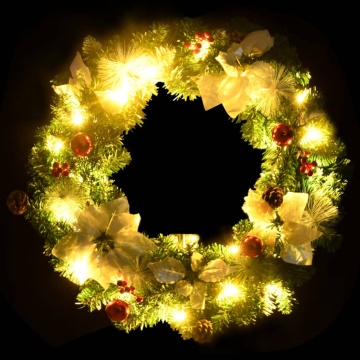 Coroniță de Crăciun cu becuri LED, verde, 60 cm, PVC - Img 4