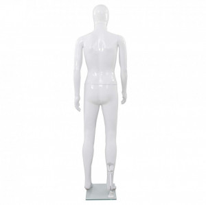 Corp manechin masculin, cu suport din sticlă, alb lucios 185 cm - Img 5