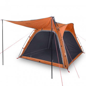 Cort camping 4 persoane gri/portocaliu 240x221x160cm tafta 185T - Img 2