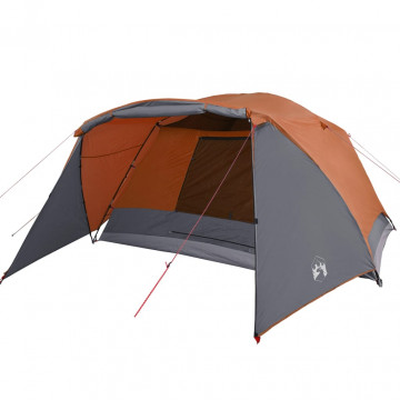Cort camping 4 persoane gri/portocaliu 350x280x155cm tafta 190T - Img 4