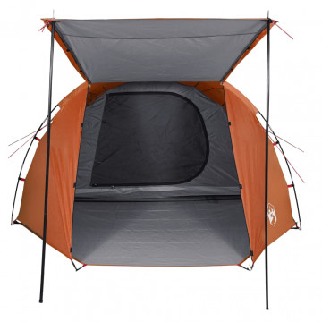 Cort camping 4 persoane gri/portocaliu 420x260x153cm tafta 185T - Img 6