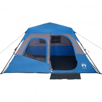 Cort camping 6 pers., albastru, impermeabil, configurare rapidă - Img 8