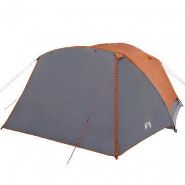Cort camping 6 persoane gri/portocaliu 412x370x190cm tafta 190T - Img 5