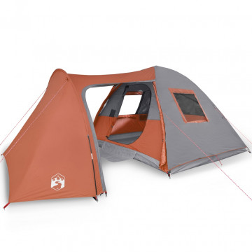 Cort camping 6 persoane gri/portocaliu 466x342x200cm tafta 185T - Img 2