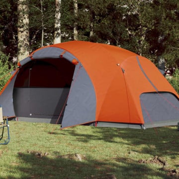 Cort camping 8 persoane gri/portocaliu 360x430x195cm tafta 190T - Img 1