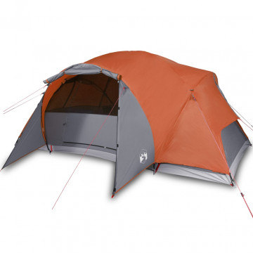 Cort camping 8 persoane gri/portocaliu 360x430x195cm tafta 190T - Img 2
