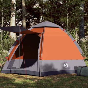 Cort camping cabană 4 persoane gri/portocaliu setare rapidă - Img 1
