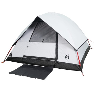Cort camping cupolă 2 persoane alb, țesătură opacă, impermeabil - Img 4