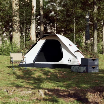 Cort camping cupolă 2 persoane alb, țesătură opacă, impermeabil - Img 3