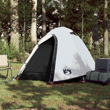 Cort camping cupolă 2 persoane alb, țesătură opacă, impermeabil - Img 3
