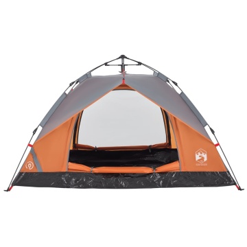 Cort camping cupolă 2 persoane, gri/portocaliu, setare rapidă - Img 6