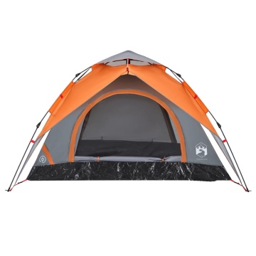 Cort camping cupolă 3 persoane, gri/portocaliu, setare rapidă - Img 5