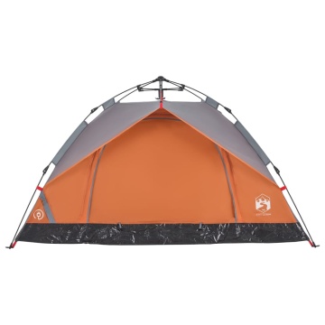 Cort camping cupolă 3 persoane, gri/portocaliu, setare rapidă - Img 8