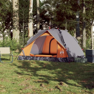 Cort camping cupolă 3 persoane, gri/portocaliu, setare rapidă - Img 3