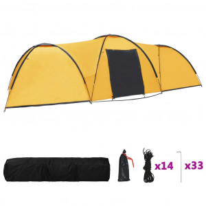 Cort camping tip iglu, 8 persoane, galben, 650 x 240 x 190 cm - Img 3
