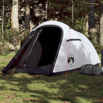 Cort camping tunel 2 persoane, alb, țesătură opacă, impermeabil - Img 1