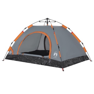Cort de camping, 2 persoane, gri/portocaliu, setare rapidă - Img 4