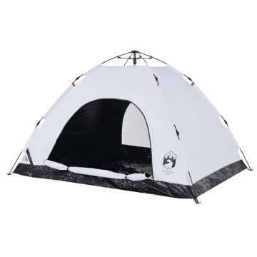Cort de camping 4 persoane, alb opac, setare rapidă, țesătură - Img 8