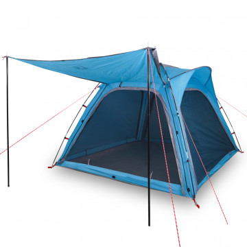 Cort de camping 4 persoane albastru, 240x221x160 cm, tafta 185T - Img 2