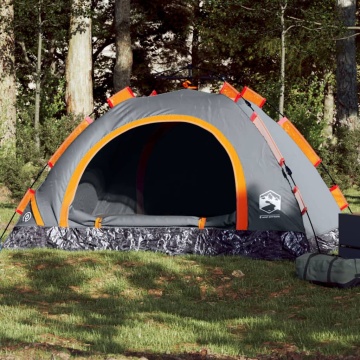 Cort de camping, 4 persoane, gri/portocaliu, setare rapidă - Img 1