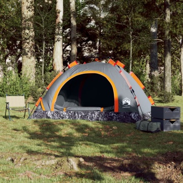 Cort de camping, 4 persoane, gri/portocaliu, setare rapidă - Img 3