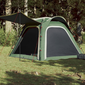 Cort de camping 4 persoane, verde, 240x221x160 cm, tafta 185T - Img 1