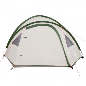 Cort de camping 4 persoane, verde, 300x250x132 cm, tafta 185T - Img 5