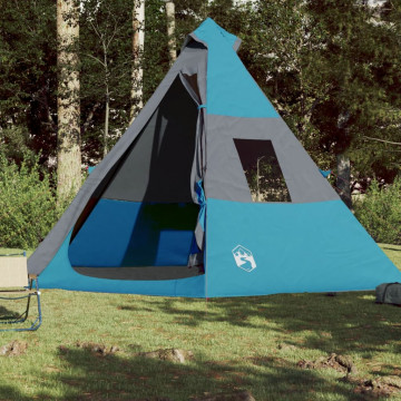 Cort de camping 7 persoane, albastru, 350x350x280cm, tafta 185T - Img 3