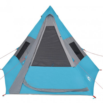Cort de camping 7 persoane, albastru, 350x350x280cm, tafta 185T - Img 6