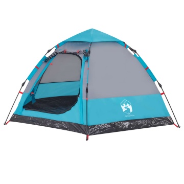 Cort de camping cabană 4 persoane albastru cu eliberare rapidă - Img 4