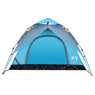 Cort de camping cupolă 3 persoane, setare rapidă, albastru - Img 5