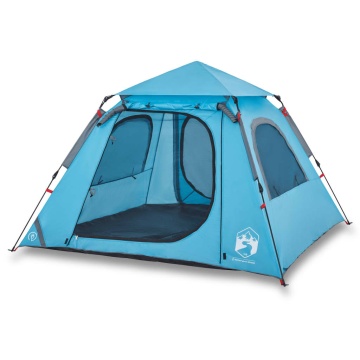 Cort de camping cupolă 4 persoane, setare rapidă, albastru - Img 2