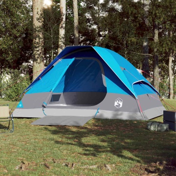 Cort de camping cupolă pentru 4 persoane, albastru, impermeabil - Img 3