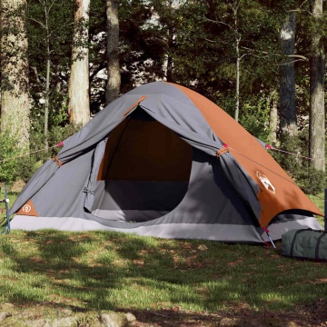Cort de camping pentru 4 persoane, gri/portocaliu, impermeabil - Img 1