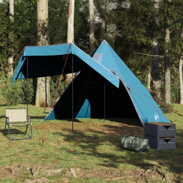 Cort de camping tipi pentru 5 persoane, albastru, impermeabil - Img 4