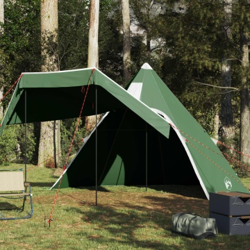 Cort de camping tipi pentru 5 persoane, verde, impermeabil - Img 1