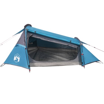 Cort de camping tunel pentru 2 persoane, albastru, impermeabil - Img 2