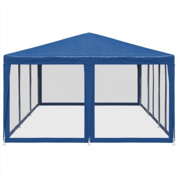Cort de petrecere cu 10 pereți din plasă, albastru, 6x4 m HDPE - Img 4