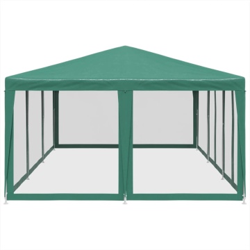 Cort de petrecere cu 10 pereți din plasă, verde, 6x4 m, HDPE - Img 4