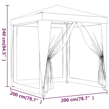 Cort de petrecere cu 4 pereți din plasă, alb, 2 x 2 m - Img 6