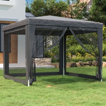Cort de petrecere cu 4 pereți din plasă, antracit, 3x3 m, HDPE - Img 1