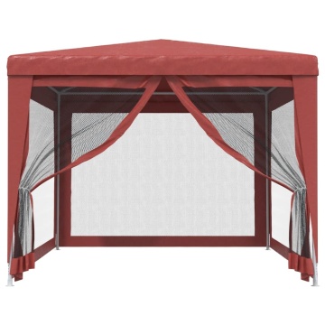 Cort de petrecere cu 4 pereți din plasă, roșu, 3x4 m, HDPE - Img 3