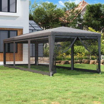 Cort de petrecere cu 8 pereți din plasă, antracit, 3x9 m, HDPE - Img 1