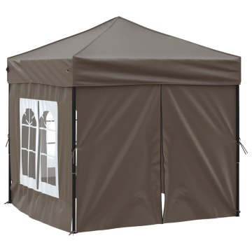 Cort pliabil pentru petrecere, pereți laterali, taupe, 2x2 m - Img 3