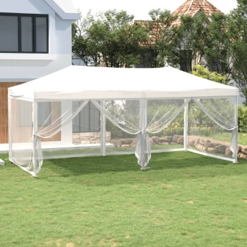 Cort pliabil pentru petreceri cu pereți lateral, alb, 3x6 m - Img 1