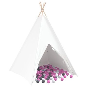 Cort Teepee pentru Copii cu Geantă Peach & Bile de Joacă Albă - Img 2