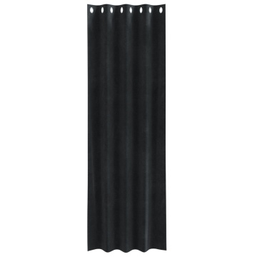Cortine Blackout cu inele 2 pcs Catifea Neagră - Img 3